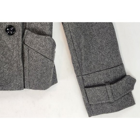 Topshop Jacket Womens 14 Gray Casualcore Button Up Wool Blend Winter Pea Coat - Picture 9 of 12